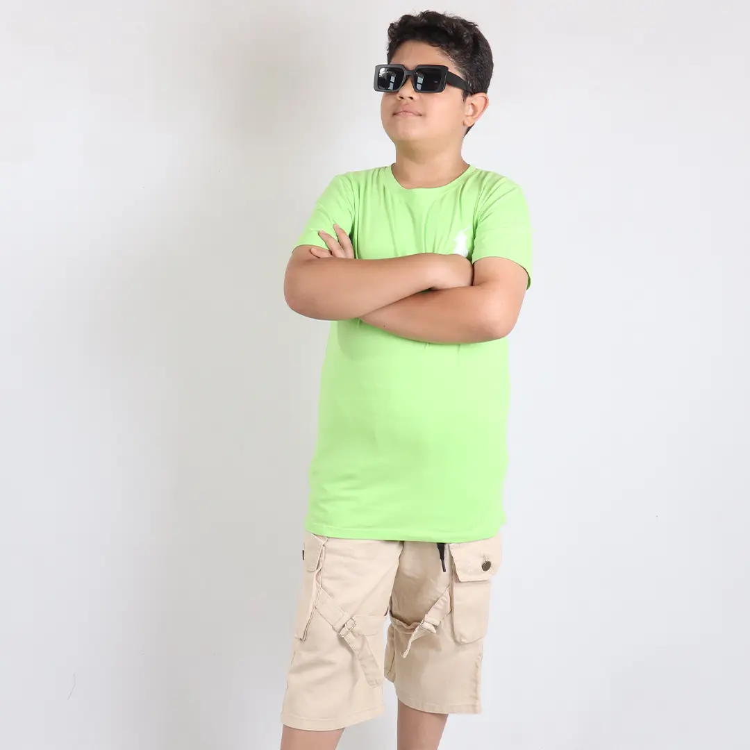 شلوارک پسرانه کتان تابستانه کرم مدل 2545