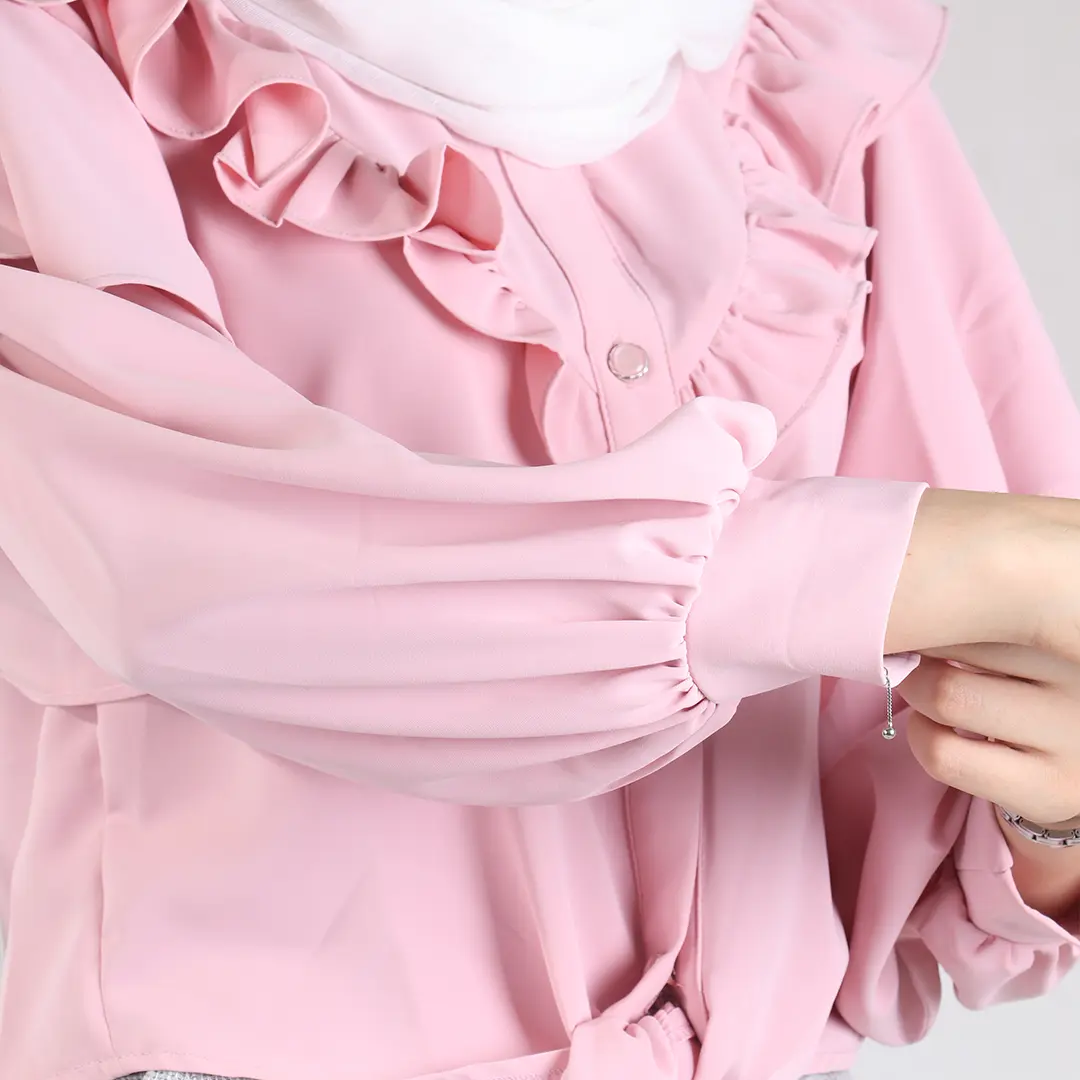 شومیز دخترانه صورتی جلوگره کد 2253